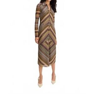 NEW ALLISON NEW YORK holmes long sleeve midi dress in brown